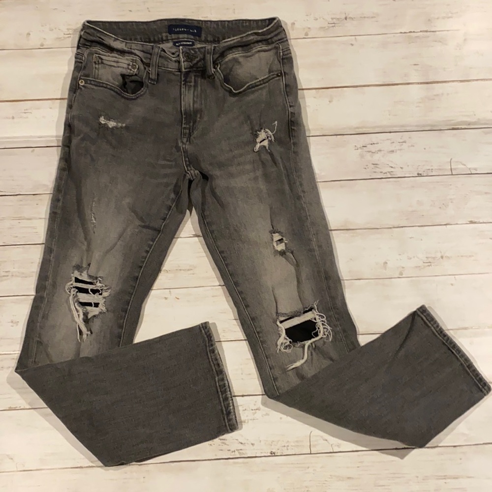 Aeropostale men’s slim straight jeans.  Faded black/gray.  Size 29/30
